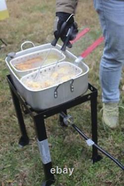 18 Qt Propane Gas Dual Basket Fryer Cast Iron Burner Outdoor Steam Boil Brew
