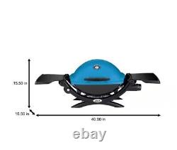 1-Burner Portable Tabletop Propane Gas Grill in Blue with Built-In Thermometer