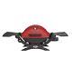 1-Burner Portable Tabletop Propane Gas Grill in Red with Built-In Thermometer