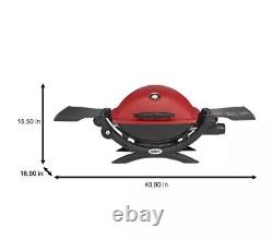 1-Burner Portable Tabletop Propane Gas Grill in Red with Built-In Thermometer