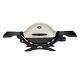 1-Burner Portable Tabletop Propane Gas Grill in Titanium with Built-In Thermometer