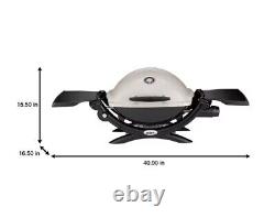 1-Burner Portable Tabletop Propane Gas Grill in Titanium with Built-In Thermometer