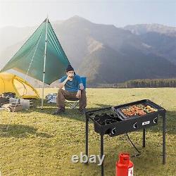 225,000 BTU 3-Burners Outdoor Stove Propane Cooking Gas Cooker BBQ Grill Camping