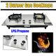 28 LPG/Propane Gas Cooktop Built-in Gas Stove with 2 Burners Stainless Steel US