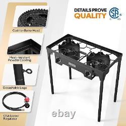2 Burner Outdoor Propane Gas Stove 150,000 BTU High Pressure Stand Cooker for Ba