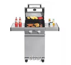 2-Burner Propane Gas Grill in Stainless with Clear View Lid and LED Controls