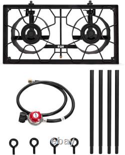 2 Burner Propane Gas Stove for Outdoor Cooking, 150,000 BTU Camping Cooker with