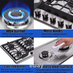 34 Gas Cooktop with Griddle 5 Burner Gas Stove top with Cast Iron Griddle LPG/NG