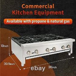 36 Commercial Gas Hot Plate Heavy Duty 6 Cast Iron Burners Natural/Propane Gas