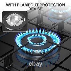36 Inch Gas Stove Built-in Gas Cooktop Tempered Glass Gas Hob NG/LPG Convertible