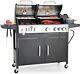 3 Burner Propane Gas and Charcoal Combo Outdoor Cooking Grill Backyard Barbecue