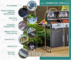 3 Burner Propane Gas and Charcoal Combo Outdoor Cooking Grill Backyard Barbecue