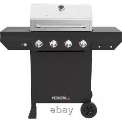 4-Burner Propane Gas Grill in Black with Stainless Steel Main Lid