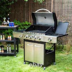 4 Burner + Side Burner Propane Gas Grill Outdoor Cooking Stainless Steel BBQ