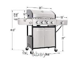 4 Burner + Side Burner Propane Gas Grill Outdoor Cooking Stainless Steel BBQ