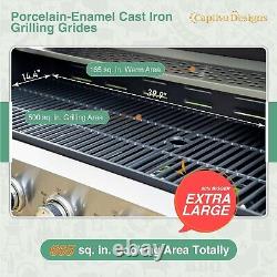 6-Burners Propane Gas BBQ Grill with Side Burner & Porcelain-Enameled Cast Iron