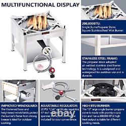 ARC Stainless Steel Single Burner Propane Stove, 200,000BTU High-Pressure Out