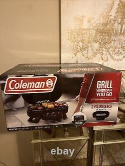Coleman Portable Gas Grill 2-Burner+Locking Lid+Instastart Ignition Button Black