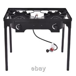 Double Burner Gas Propane Cooker Outdoor Picnic Comping Stove Stand BBQ Grill