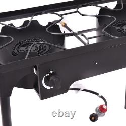 Double Burner Gas Propane Cooker Outdoor Picnic Comping Stove Stand BBQ Grill