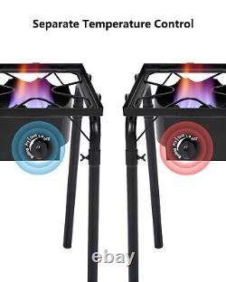 Double Propane Burner 100,000 BTU. Outdoor Camping Gas Stove Cooker Stove Black