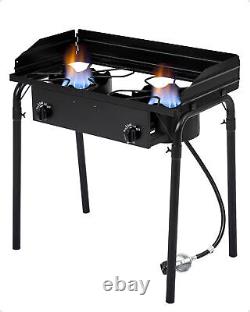 Double Propane Burner 100,000 BTU. Outdoor Camping Gas Stove Cooker Stove Black