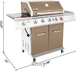 GA5403C 5-Burner BBQ Cabinet Style Propane Gas Grill with Rotisserie Kit, Sear B