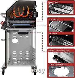 GA5403C 5-Burner BBQ Cabinet Style Propane Gas Grill with Rotisserie Kit, Sear B