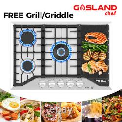 GASLAND 30 In Gas Cooktop with BBQ Griddle 5 Burners Stove Top LPG/NG Dual Fuel