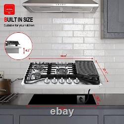 GASLAND 30 In Gas Cooktop with BBQ Griddle 5 Burners Stove Top LPG/NG Dual Fuel