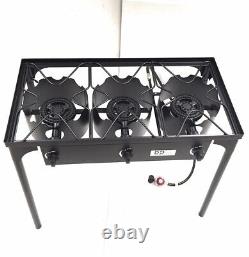 Heavy Duty Steel Propane Gas Triple 3 Burner Outdoor Camping Patio Stove Cooker