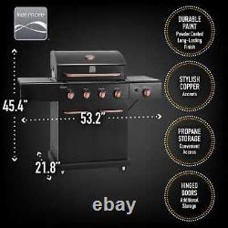 Kenmore Propane Grill 4-Burner+Heat Thermometer+Warming Rack+Cast Iron Black