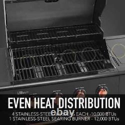 Kenmore Propane Grill 4-Burner+Heat Thermometer+Warming Rack+Cast Iron Black