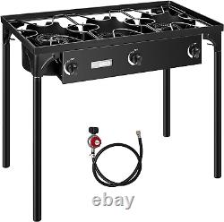 Outdoor 3-Burner Stove, Max. 225,000 Btu/Hr, Heavy Duty Tri-Propane Cooker with