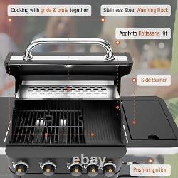 Outdoor 5-Burner BBQ Liquid Propane Gas Grill with Side Burner Stainless Steel