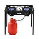 Outdoor Camping Double Burner Stove High Pressure Propane Gas Cooker 150000-BTU