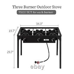 Portable 22.5W BTU 3 Burner Gas Cooker Outdoor Camping Fishing Stove Grill Stove