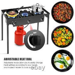 Portable Propane 3 Burner Gas Cooker Outdoor Camp Stove BBQ Cast Iron Stove Food