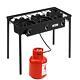 Propane 225000BTU Double 3 Burner Gas Cooker Stand Stove Outdoor Grill BBQ Black