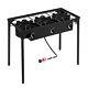 Propane 225000 BTU Double 3 Burner Gas Cooker Stand Stove Outdoor BBQ Grill