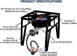 Propane Burner Bayou Cooker Stove Gas Control, Durable Design 4-FT Hose