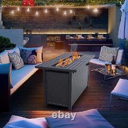 Propane Gas Fire Pit Table 45 Inch 50000BTU Rectangular Outdoor Firepits with Lid