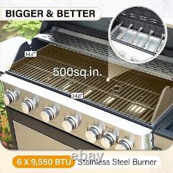 Propane Gas Grill 7 Burners a Side Burner Steel Grill Cart Outdoor Cooking BBQ