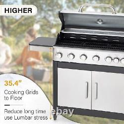 Propane Gas Grill 7 Burners a Side Burner Steel Grill Cart Outdoor Cooking BBQ
